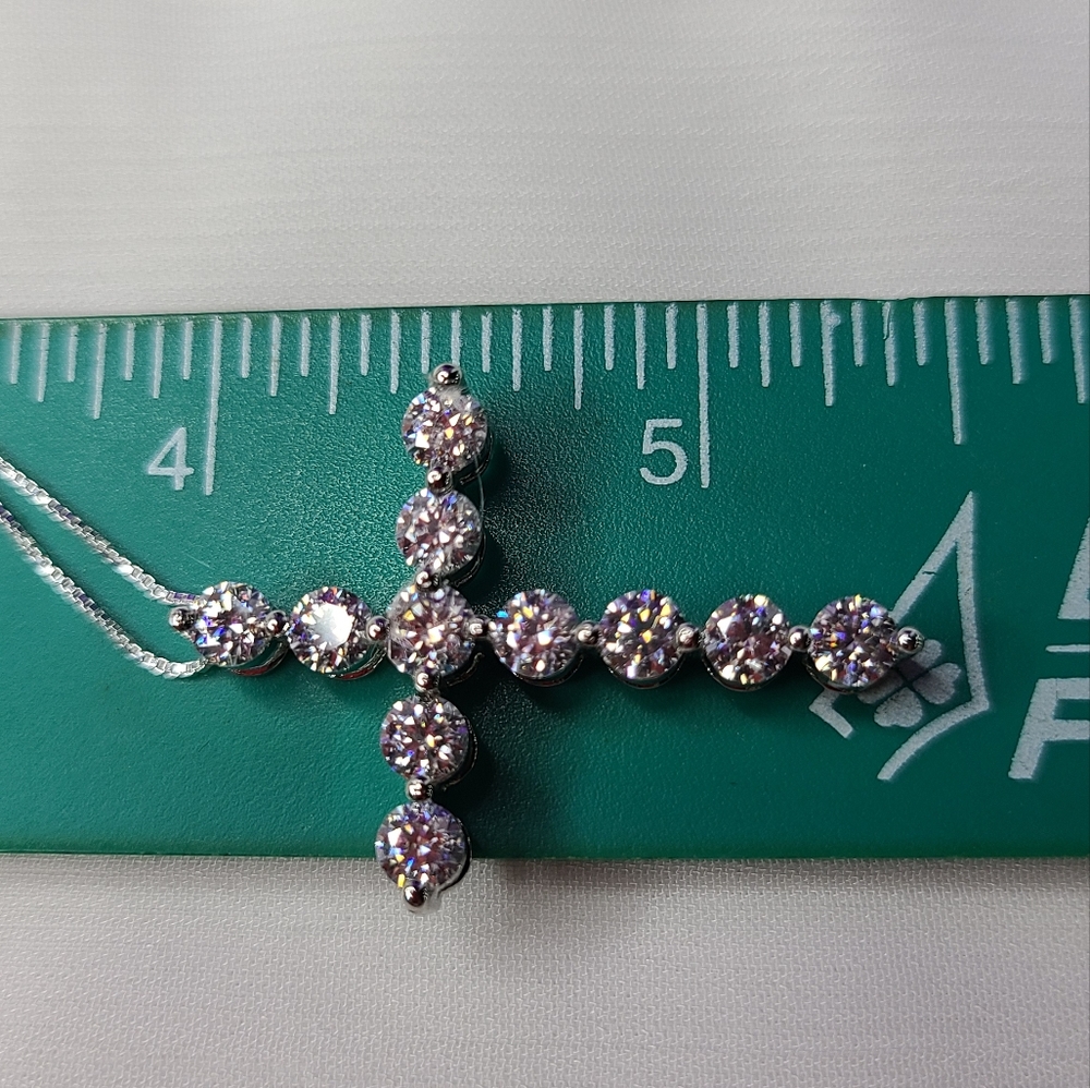 Moissanite Cross Necklace 4.02ctw. - Picture 9 of 12